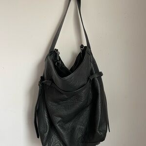 Elegant Liebeskind Black Leather Tote Bag / laptop business bag